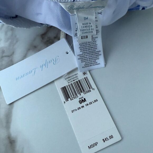 Polo Ralph Lauren Baby Swim Trunks – Sailboat Print Blue White 9M NWT - Picture 4 of 17